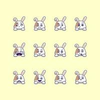 cute rabbit emoticon emoji bundle vector