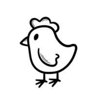 Chick in doodle line style. Hand drawn sketch icon. Isolated vector illustration.