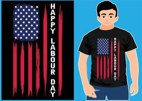 Happy Labour Day With American Flag. 1st May Labour Day.Labour Day T-Shirts. vector