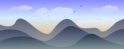 Flat mountain view landscape vector