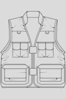 chest vest bag outline drawing vector, chest vest bag in a sketch style, trainers template outline, vector Illustration.