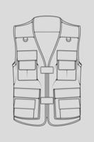 chest vest bag outline drawing vector, chest vest bag in a sketch style, trainers template outline, vector Illustration.