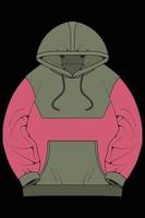 chaqueta con capucha de gran tamaño para colorear vector de dibujo, chaqueta con capucha de gran tamaño, chaqueta con capucha de plantilla de entrenadores, ilustración vectorial.