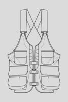 chest vest bag outline drawing vector, chest vest bag in a sketch style, trainers template outline, vector Illustration.