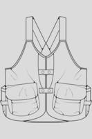 vector de dibujo de contorno de bolsa de chaleco de pecho, bolso de chaleco de pecho en un estilo de boceto, contorno de plantilla de entrenadores, ilustración vectorial.