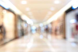 Luxury department store shopping mall interior, abstract defocused blur with bokeh background, concept of shopping seasons design. photo