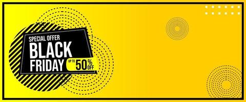 black friday advertising banner on blank yellow background. design for website and advertisement vector