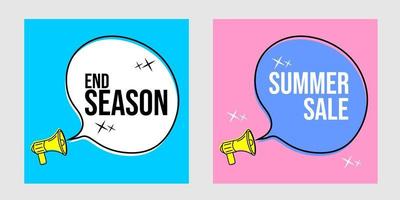 end season and summer sale banners in one design set. vector