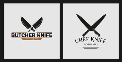 logotipo de silueta de cuchillo cruzado. adecuado para el logotipo de cocina vector