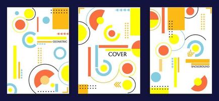 set of white geometric abstract cover designs with dynamic and trendy shape elements. used to design report covers, posters, websites and flyers vector