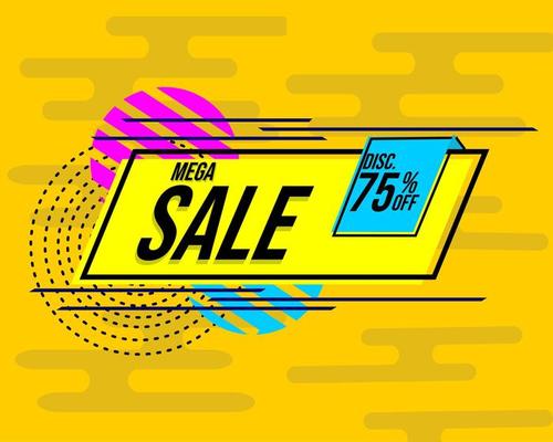 discount banner with geometric style and yellow background. used for advertising design