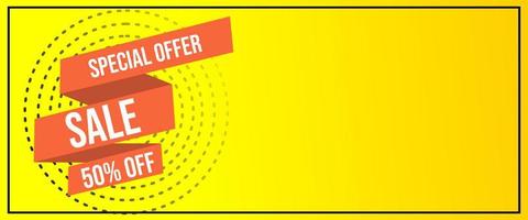 special offer ad banner design on yellow background and ribbon ornament. suitable for advertising banner design vector