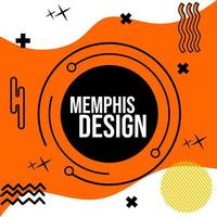 Memphis styled orange square background. for modern and trendy social media design vector