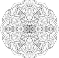 Black and white circle mandala flower Free Vector