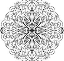 vector libre de flor de mandala de círculo blanco y negro