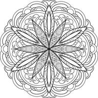 vector libre de flor de mandala de círculo blanco y negro
