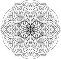 Flower Mandala in black and white background Free Vector