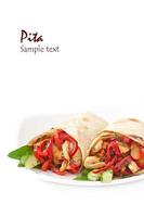 pita stuffed with chicken and peppers photo