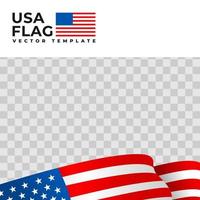vector illustration of america flag with transparent background. usa flag vector template.