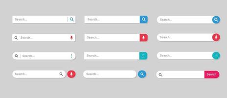 conjunto de barra de búsqueda. dirección de búsqueda y plantilla de icono de la barra de navegación. vector