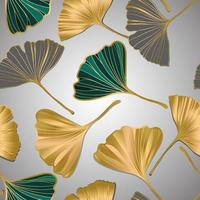 Vector banner of ginkgo biloba leaf. ink line art design. Ginkgo Biloba leaves. Seamless Pattern.