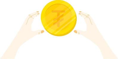 Mongolian Tugrik Golden Coin vector