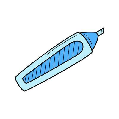 Marker, felt-tip pen, highlighter. School, artist item, office supplies. Doodle. Hand-drawn Colorful vector illustration. The design elements are isolated on a white background.