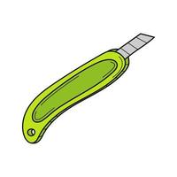 un cuchillo de escritorio. artículo escolar, material de oficina. garabatear. ilustración vectorial colorida dibujada a mano. los elementos de diseño están aislados en un fondo blanco. vector