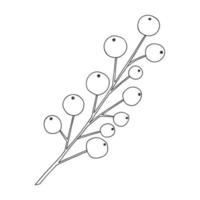 Branch of plant with berries. Botanical design element for the design of magazines,menus and recipes. Simple black and white vector illustration drawn by hand, isolated on a white background.