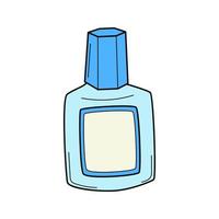 A bottle with a cap, a correction liquid. Doodle outline style. Hand-drawn Colorful vector illustration. The design elements are isolated on a white background.