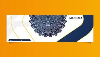 fondo adornado de mandala para negocios de banner web vector