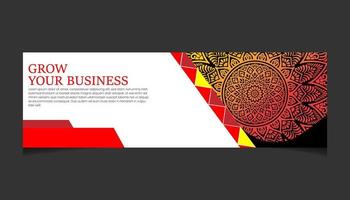 fondo adornado de mandala para negocios de banner web vector