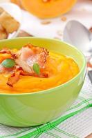pumpkin soup with croutons photo
