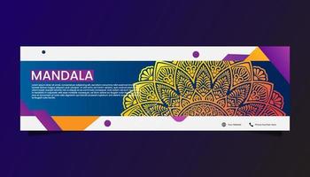 fondo adornado de mandala para negocios de banner web vector