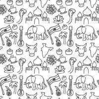 Indian vector icons. seamless pattern with doodle indian icons. you can use this as a background for a wedding card or greeting card