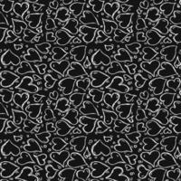 Seamless white hearts vector pattern. Doodle vector with hearts icons on black background. Vintage hearts pattern, sweet elements background for your project, menu, cafe shop