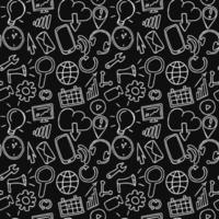 seamless pattern with business set icons. Doodle vector with business icons on black background. Vintage business icons,sweet elements background for your project