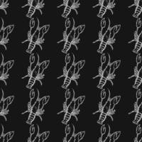 Seamless vector pattern with crayfish. Doodle vector with crayfish icons on black background. Vintage crayfish pattern