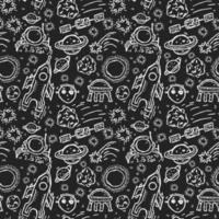 Seamless vector pattern with cosmos icons. Doodle vector with cosmos icons on black background. Vintage space pattern, sweet elements background for your project