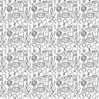Seamless vector pattern with education icons. Doodle vector with education and school icons on white background. Vintage education pattern