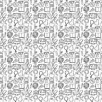 Seamless vector pattern with education icons. Doodle vector with education and school icons on white background. Vintage education pattern