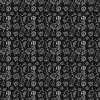 Seamless vector pattern with school icons. Doodle vector with school icons on black background. Vintage school pattern, sweet elements background for your project