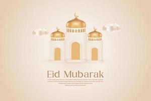 Eid al-Fitr with 3d mosque vector
