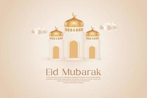 eid al-fitr con mezquita 3d vector