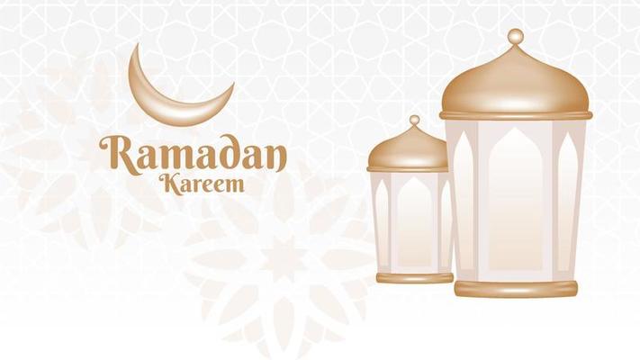 Realistic ramadan greetings with islamic background