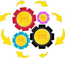 Trinidad and Tobago dollar Gears Settings vector