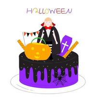 delicioso pastel de muñeca vampiro de halloween vector