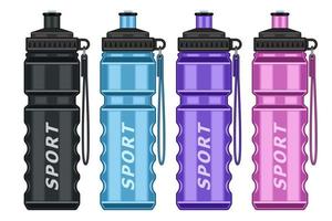 set sports water bottles realistic isolated white background vector