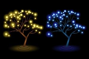 lámpara led decoración árbol realista aislado fondo negro vector