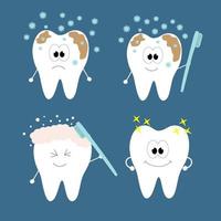 A set of teeth that show how to get rid of dirt and microbes. vector